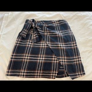 Soft plaid wrap skirt
